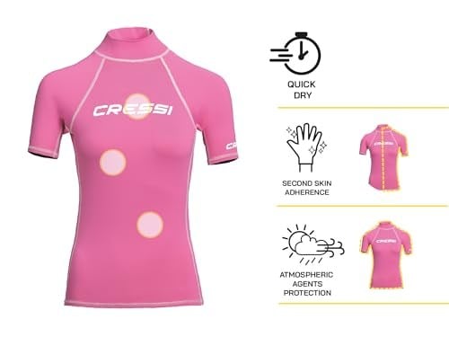 Cressi Kadın Rash Guard kısa kollu triko, elastik dokuma, UV güneş korumalı (UPF) 50+ (tekli paket)