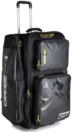 Cressi Moby Trolley Bag - Spor ve Seyahat için İdeal Sağlam ve Geniş Tekerlekli Çanta, Siyah/Sarı, Unisex