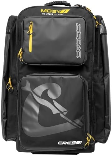 Cressi Moby Trolley Bag - Spor ve Seyahat için İdeal Sağlam ve Geniş Tekerlekli Çanta, Siyah/Sarı, Unisex