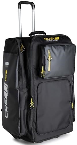 Cressi Moby Trolley Bag - Spor ve Seyahat için İdeal Sağlam ve Geniş Tekerlekli Çanta, Siyah/Sarı, Unisex