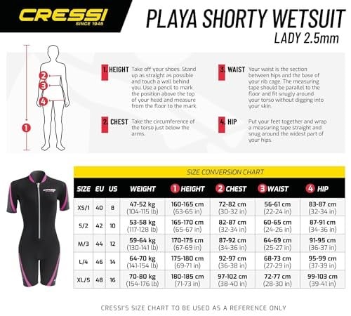 Cressi Playa Lady Shorty Wetsuit 2,5 mm Kısa Yüksek Streç Neopren Dalış Elbisesi 2,5 mm, Kadın