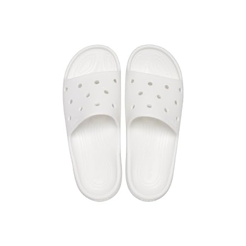 Crocs Uniseks-Yetişkin Klasik Slaytlar 2.0, Kadın ve Erkek Sandalet, Beyaz, 43/44 EU