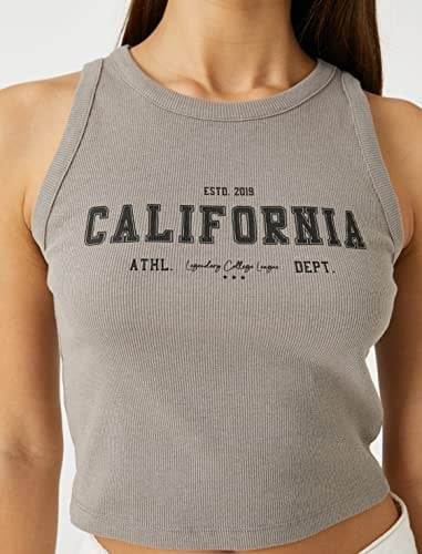 Crop Atlet California Baskılı Bisiklet Yaka