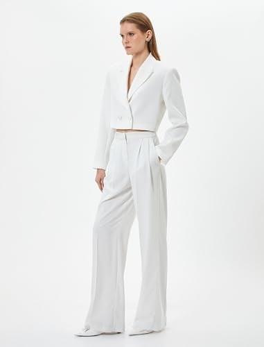 Crop Blazer Ceket Düğmeli Kruvaze