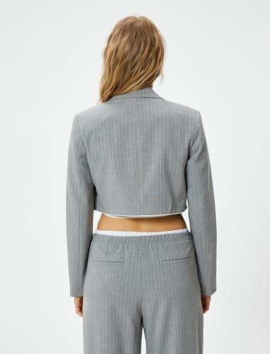 Crop Blazer Ceket Fleto Cepli Viskon Karışımlı