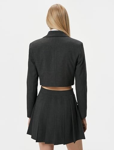 Crop Blazer Ceket Kruvaze Düğmeli