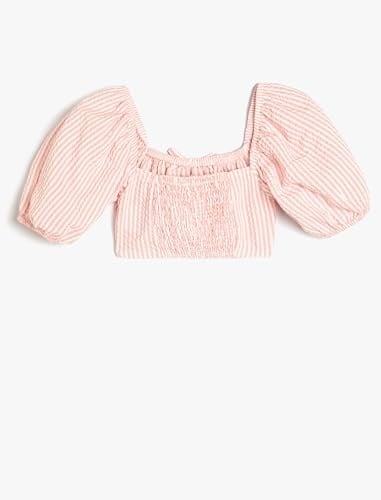 Crop Bluz Balon Kollu Büzgü Detaylı