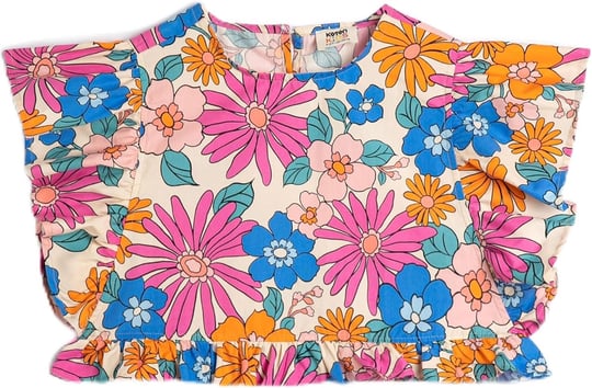 Crop Bluz Fırfır Detaylı Bisiklet Yaka Pamuklu