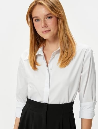 Crop Poplin Gömlek Uzun Kollu Manşet Yaka Pamuklu