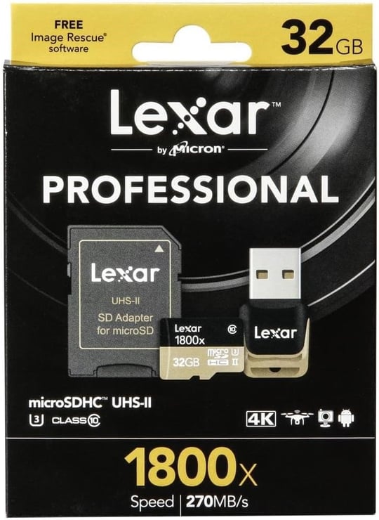 Crucial LSDMI32GCRBEU1800R Lexar Professional 1800 x microSDHC 32 GB LSDMI32GCRBEU1800R