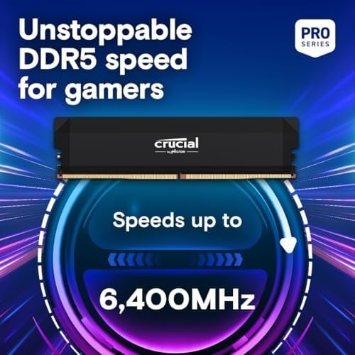 Crucial Pro DDR5 RAM 32GB Kit (2x16GB) 6000MHz CL36, Overclocking Gaming, Intel XMP 3.0 / AMD EXPO, PC Bilgisayar Belleği 32GB DDR5, Siyah - CP2K16G60C36U5B