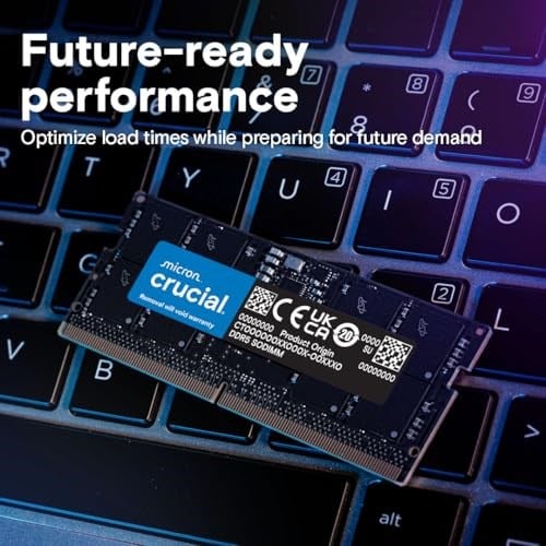 Crucial RAM 24 GB DDR5 5600 MHz (veya 5200 MHz veya 4800 MHz) dizüstü bellek CT24G56C46S5 - Seçenekler: 24GB, 16GB (2x8GB), 48GB