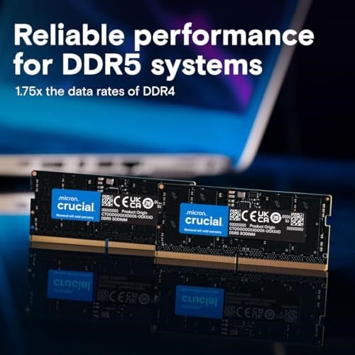 Crucial RAM 24 GB DDR5 5600 MHz (veya 5200 MHz veya 4800 MHz) dizüstü bellek CT24G56C46S5 - Seçenekler: 24GB, 16GB (2x8GB), 48GB