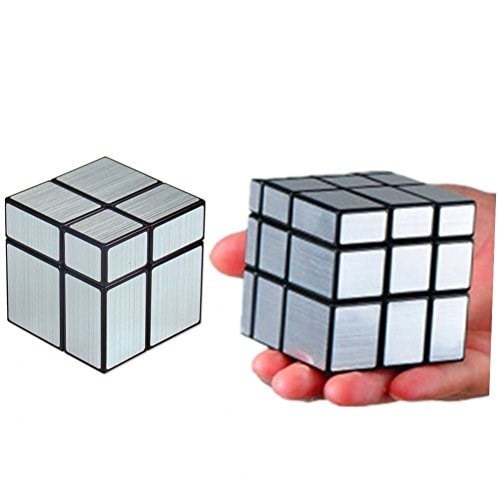 CuberSpeed Paket 2x2 Ayna Siyah Gövde Gümüş ve Mofangge 3x3 Ayna Blokları Gümüş Sihirli Küp Yapboz