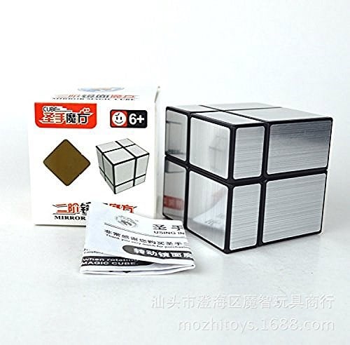CuberSpeed Paket 2x2 Ayna Siyah Gövde Gümüş ve Mofangge 3x3 Ayna Blokları Gümüş Sihirli Küp Yapboz