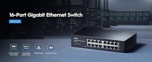 Cudy GS1016 10/100/1000Mbps 8KMAC 16 Port Gigabit Metal Rack Mount Switch