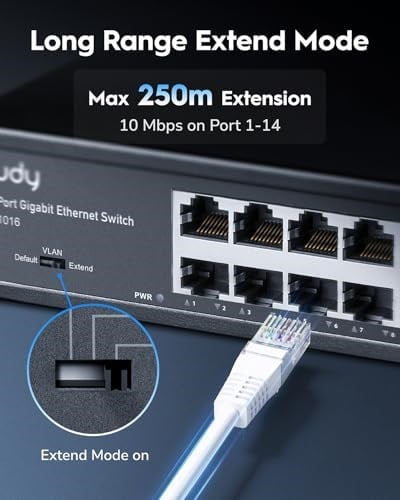 Cudy GS1016 10/100/1000Mbps 8KMAC 16 Port Gigabit Metal Rack Mount Switch