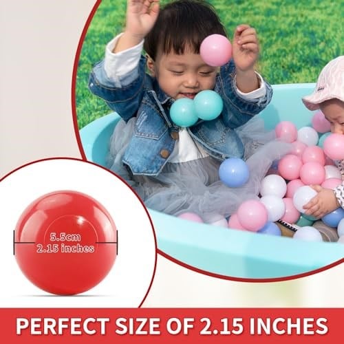 Çukur Topları - Ezilmeye Dayanıklı Plastik Çocuk Okyanus Makaron Topları, 2,15 İnç, Ftalat ve BPA İçermez
