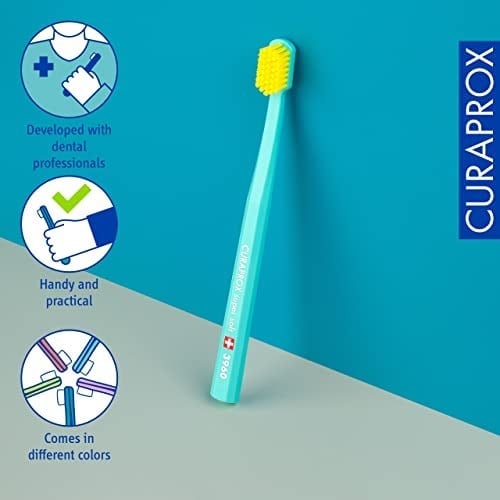 Curaprox CS 3960 süper yumuşak diş fırçası – yetişkin diş eti ve diş bakımı | Süper yumuşak Curen® filamentler nazik temizlik için | çeşitli renkler, tekli paket