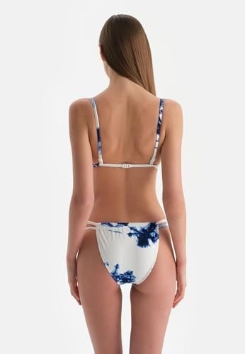 Dagi Tak Çık Kaplı Sabit Askılı Bralet Bikini Üstü Beyaz Mavi, 24SW82063ST