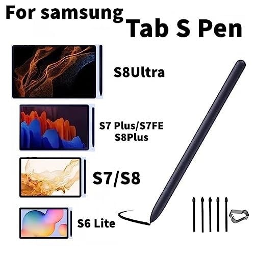 DaiUni S-Pen yedek uçlar Samsung Galaxy Tab S7 FE/Tab S7 / Tab S7+ Plus/Galaxy Tab S8 / Tab S8+ Plus/Tab S8 Ultra için dokunmatik Stylus S Pen Uçlar uç alet seti, 5 adet (siyah)