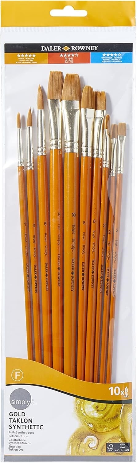 Daler Rowney Taklon Fırça Seti Kısa Sap 5Li #3 (216920502) - Seçenekler: 5li, 4lü, 6li, 10lu, #1, #2, #3, #4...