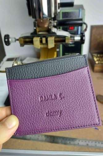 Damy Deri Cüzdan, Kadın Küçük RFID Kartlık, Fermuarlı, Erkek Mekanizmalı İnce, Mıknatıslı, Spor, Kartvizitlik, Mini Kredi Kartlık 535 (Mürdüm-Siyah)