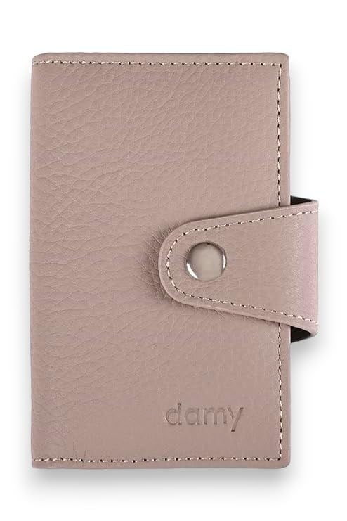 Damy Hakiki Deri RFID Korumalı Akordiyon Kartlık 415 - Vizon