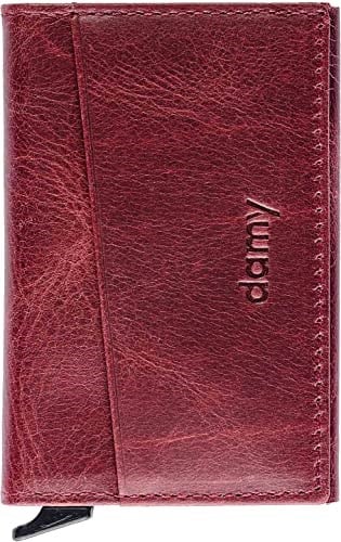 Damy Hakiki Deri Unisex Mekanizmalı Kartlık 611CR - Bordo