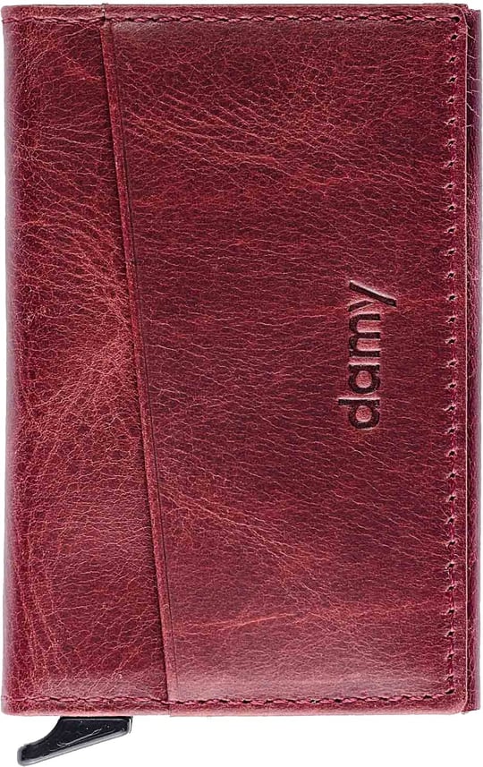 Damy Hakiki Deri Unisex Mekanizmalı Kartlık 611CR - Bordo