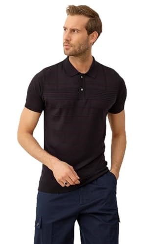 Danger Erkek Çizgi Desenli Slim-fit Kalıp Polo Yaka Yazlık Triko T-shirt - 5003DNGR