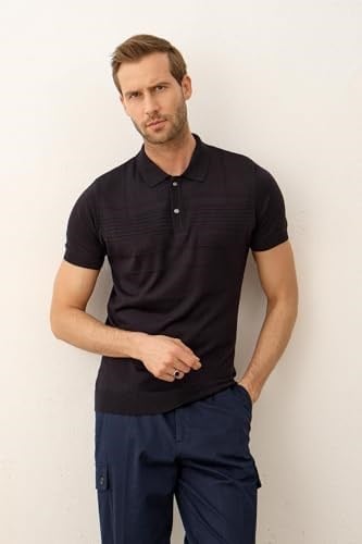 Danger Erkek Çizgi Desenli Slim-fit Kalıp Polo Yaka Yazlık Triko T-shirt - 5003DNGR