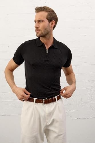 Danger Erkek Slim-fit Kalıp Polo Yaka Yazlık Triko T-shirt - 5006DNGR