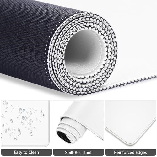 Dapesuom Klavye Bilek Dinlenme Mouse Pad Seti, 4 Adet Genişletilmiş Büyük XXL Oyun Mousepad + Fare Bilek Yastığı + Bellek Köpüğü Klavye Bilek Desteği + Bardak Altlığı, Beyaz 80 x 39,9 cm Ev Ofis için