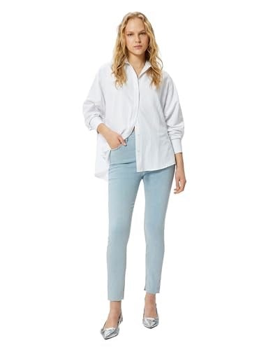Dar Kesim Yüksek Bel Kot Pantolon Esnek Cepli Pamuklu - Carmen Skinny Jeans