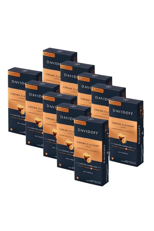 Davidoff Crema Elegant Lungo Harmonıous & Aromatıc Aluminium Kapsül Kahve (100 Adet) (Nespresso Uyumludur)