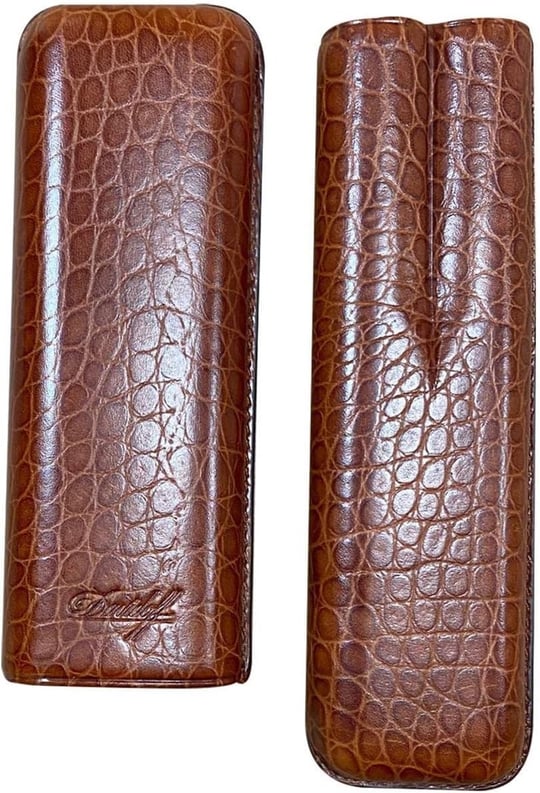 Davidoff Croco Deri Puro Kılıfı Churchill Taba 2li (46Ring)