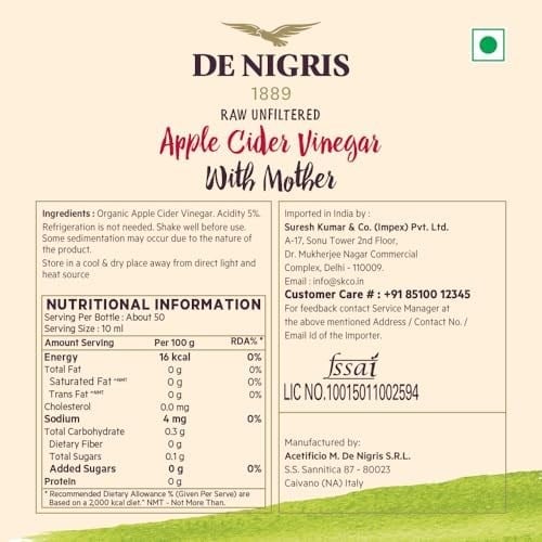 DE NIGRIS ORGANİK ELMA SİRKESİ -FİLTRESİZ- 500 ML