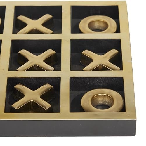 Deco 79 Alüminyum Tic Tac Toe Oyun Seti, Altın Kakma, 9