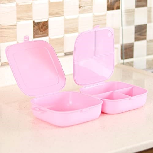 DECOBELLA 81140 Çift Kapaklı Beslenme Kabı, 14,5 x 15 x 9,5 cm, Asorti