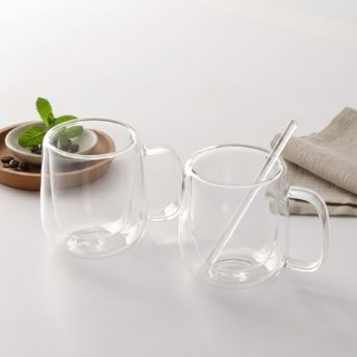 Deconox 2li Çift Cidarlı Cam Fincan Seti - 100 ml Isıya Dayanıklı Espresso ve Türk Kahvesi Bardağı - El Yakmayan Modern Sunum (2 Adet)
