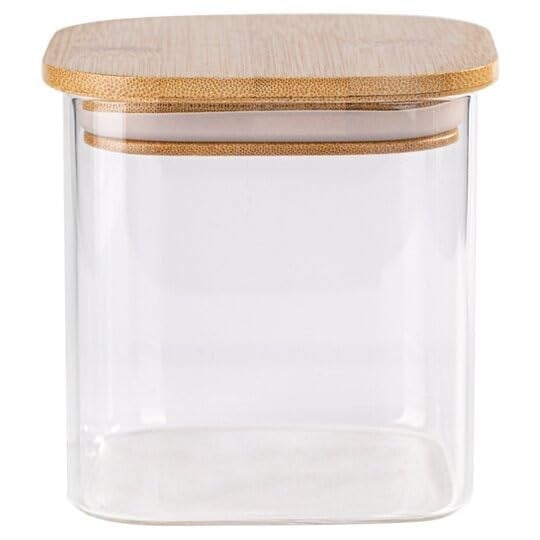 Deconox 450ml Sızdırmaz Vakumlu Bambu Kapaklı Borosilikat Cam Kavanoz – Hava Geçirmez & Dayanıklı Gıda Saklama Kabı (10cm x 10cm)