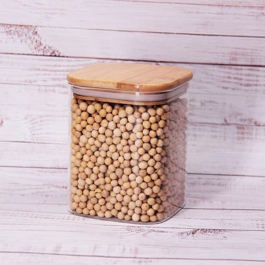Deconox 450ml Sızdırmaz Vakumlu Bambu Kapaklı Borosilikat Cam Kavanoz – Hava Geçirmez & Dayanıklı Gıda Saklama Kabı (10cm x 10cm)