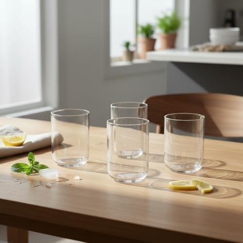 Deconox 4lü Borosilikat Cam Bardak Seti - 290 ml Isıya Dayanıklı Su, Meşrubat ve Kokteyl Bardağı - Kurşunsuz Ekolojik İnce Cam (4 Adet)