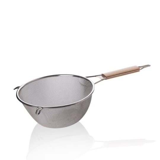 Deconox Ahşap Saplı Paslanmaz Çelik Süzgeç, Orta Boy Metal Süzgeç 21 * 9.5 Cm Estetik ve Dayanıklı Ahşap Saplı Paslanmaz Çelik Süzgeç ASS22