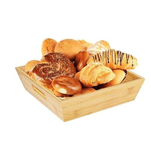 Deconox Bambu Lüx Kare Büyük Ekmeklik-Meyvelik 25cm, Bambu Ekmeklik Kare Büyük Boy 25cm