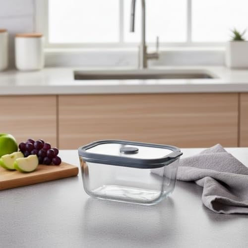 Deconox Cam Kapaklı Silikon Vakumlu Borosilikat Saklama Kabı - 470 ml Orta Boy Kahve, Çay ve Kuruyemiş Kavanozu