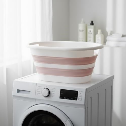 Deconox Katlanabilir Çamaşır Sepeti 27 Litre, Katlanabilir Sepet, Plastik Çamaşır Sepeti, Katlanabilir Çamaşır Selesi | 27 Litrelik Hacmiyle İdeal Depolama Çözümü! (Gri-Pembe) (PEMBE)