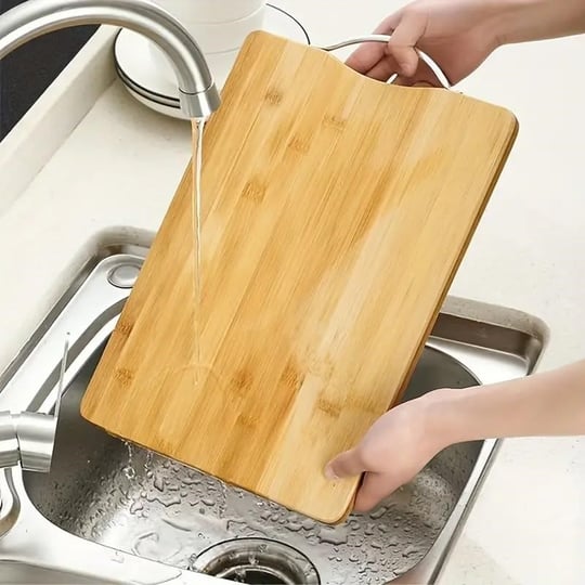 Deconox Metal Saplı Bambu Kesme Tahtası Antibakteriel Yıkanabilir Doğrama Tahtası Dikdörtgen 34x24 CM