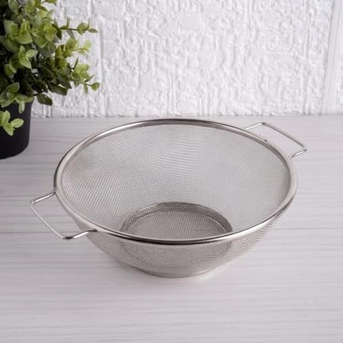 Deconox Paslanmaz Çelik Çift Kulplu Sepet Süzgeç 22cm*10cm, Salata Süzgeci Meyve Süzgeci, Makarna Süzgeci, Paslanmaz Çelik Çift Kulplu 22cm Sepet Süzgeç SPT22